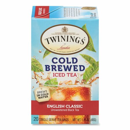 TWININGS Cold Brew Iced Tea Bags, English Classic, 0.07 oz Tea Bag, 20PK TNA51331